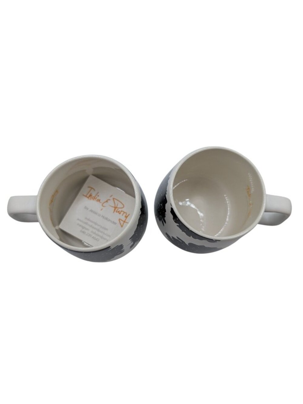 India & Purry Porcelain Coffee Mug Set With Black Scabiosa Floral Design - Picture 6 of 10